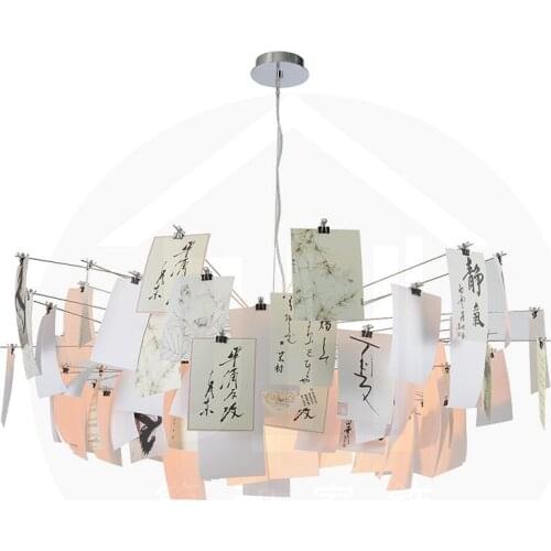 Nordic DIY LED calligraphy Zettel paper pendant light lamp bedside metal lighting fixtures Hanglights for living room