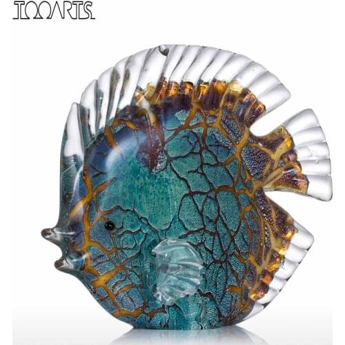 Tooarts Colorful Spotted Tropical Fish Glass Sculpture Fish Sculpture Modern Art Favor Gift Artwork Home Decoration