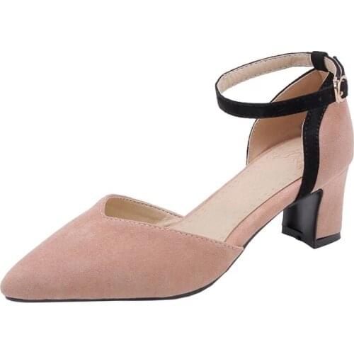 Big Size ladies high heels women shoes woman pumps Pointed shallow buckle single shoe