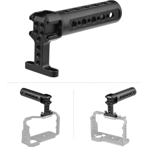 Universal Camera Cage Top Handle Grip 1/4&3/8 Inch Threaded Screw Holes Cold Shoe Mounts for Photography Lamp Microphone