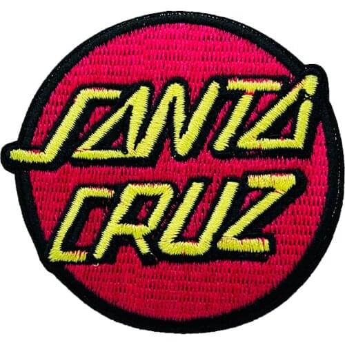Santa cruz Pink letters embroidery patch DIY Iron on Clothes Cropped Badges Applique for Jacket Jeans Decoration Apparel Garment