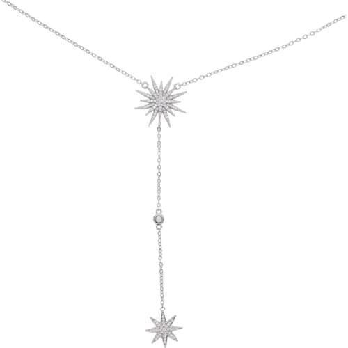 Y lariat silver color necklace fashion 2019 Christmas gift starburst north star charm pendant necklaces