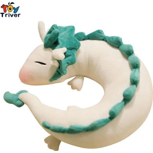 Japan Anime White Dragon Plush Toys Stuffed Animals Doll U shaped Neck Pillow Cushion Kids Adults Birthday Gifts Home Decor