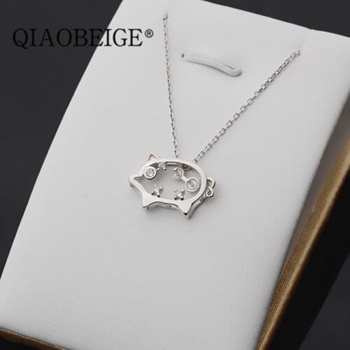 QIAOBEIGE pearl components for jewelry making pig necklace Wholesale Cultured 925 Sterling Silver Material Jewelry Necklace