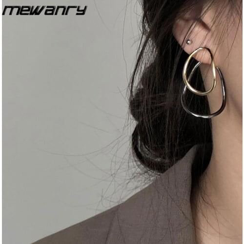 Mewanry 925 Sterling Silver Earrings for Women Water Drop Irregular Summer New INS Fashion Simple Jewelry Gifts Prevent Allergy
