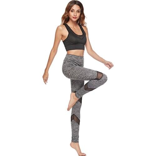 Women Yoga Pants Autumn Summer High Waist Mesh Patchwork Sports Pants Lady Casual Hip Push Up Elastic Pants