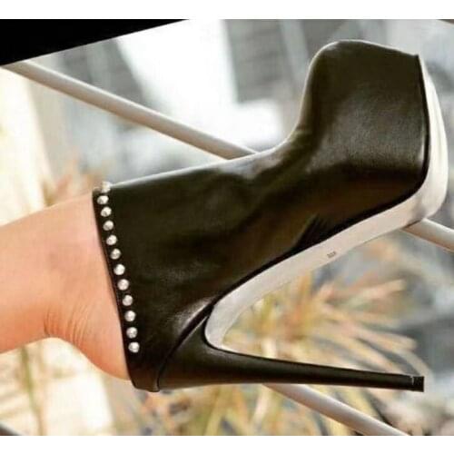 Sexy Ladies Super Thin Heel Platform Pumps Stiletto Heels Rivets Studs Slingback High Heel Woman Night Club Shoes