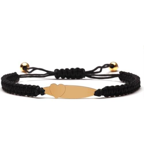 Stainless Steel Love Heart Bead Black Cord Macrame Bracelet Women 2021 New Fashion String Knot Adjustable Summer Beach Jewelry