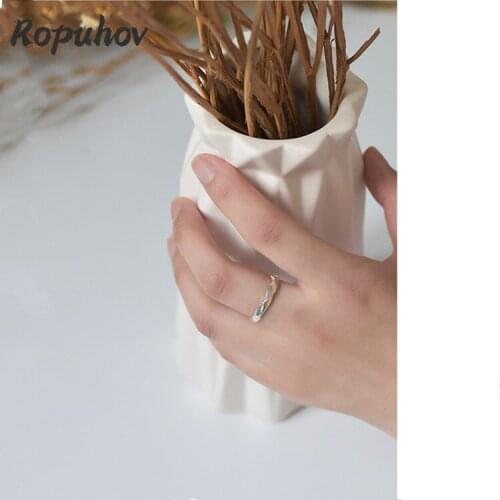 Ropuhov 2021 New 925 Silver Fashion Personality Wave Ring Female Korean Version Smooth Twist Opening Ring Wholesale Jewelry