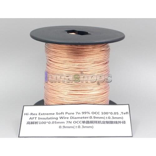 10m Extreme Soft Pure 99.9999999% 7N OCC Alloy Signal AFT Earphone Headphone Cable 100*0.05 Dia:0.9mm LN005333