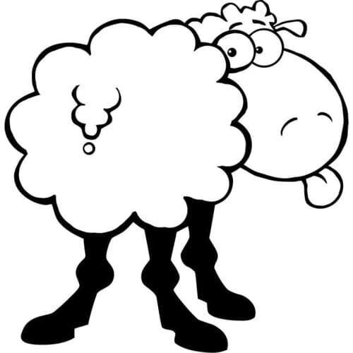 15*15.4CM Funny Sheep Cartoon Car Styling Cute Decorative Car Sticker Bumper Decal Black/Silver S1-2791
