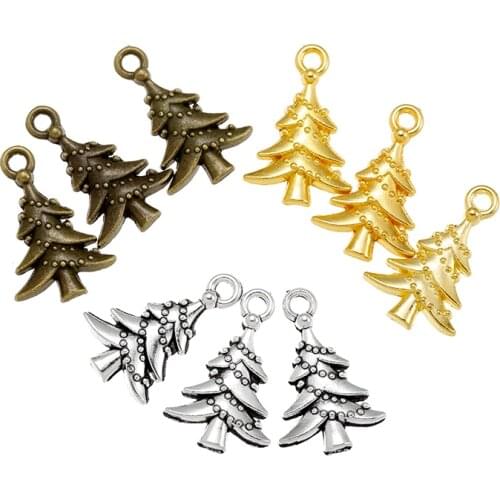 30pcs alloy Tibetan Silver Plated Christmas tree Charms Pendants for Jewelry Making DIY Handmade Craft 21*14mm Q206