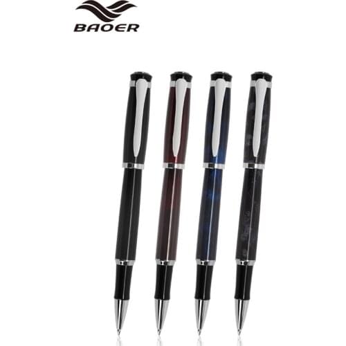 4 Pcs Baoer Metal 508 Wholesale Roller Ball Pen With Silver Clip Elegant Pattern For Best Stationery