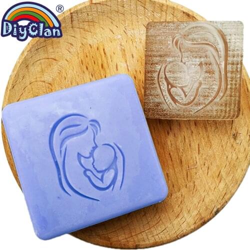 Acrylic Mother and son pattern Handmade soap stamp chapter mini DIY patterns Mothers Day resin chapter molds Z0124MZ