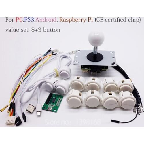DIY arcade joystick handle set kits for PC/PS3/Android/Raspberry Pi 5 pin 24mm/30mm push buttons USB cable to PC