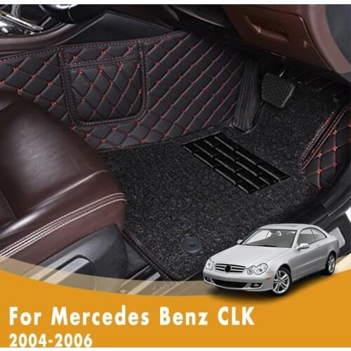 RHD Car Floor Mats For Mercedes Benz CLK 2006 2005 2004 Double Layer Wire Loop Car Interior Accessories Decoration Carpets Cover