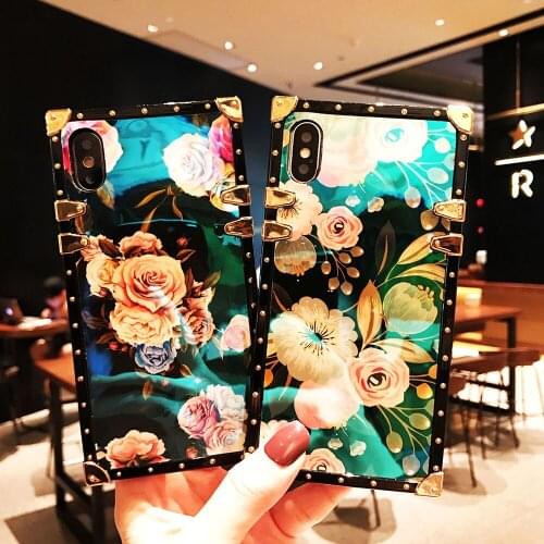 Flower Cases For Sumsung S20 Ultra S20 Plus Note 10 Plus S10 Plus S8 S9 Plus Note 8 Note 9 S10e Case Blue Ray Square Rose Cover