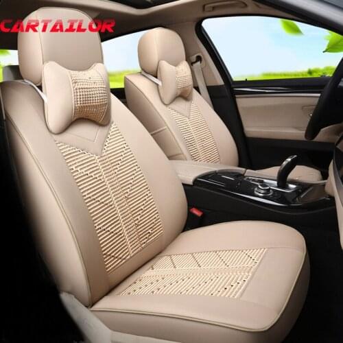 CARTAILOR Car Seat Cover Ice Silk Custom for VOLVO XC90 2016 PU Leather Seat Covers & Support Car Styling Seat Cushion Protector