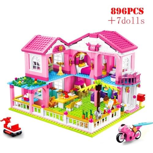 Friends Series Dream Villa Pink House Building Blocks City Girl Figures DIY Bricks Enlighten Toys For Children Christmas Gifts