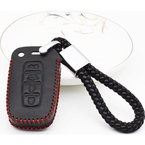 For Hyundai Solaris Creta I20 I30 IX35 Getz Elantra Tucson 2017 Genuine Leather Car Key Cover Case Key Ring Protection Shell Bag
