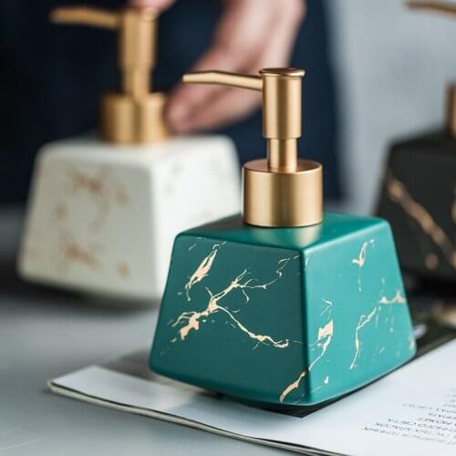 260ml Home Green Square Lotion Press Bottle Luxury Ceramic Marble Marble Soap Dispenser Shampoo Water Bottle