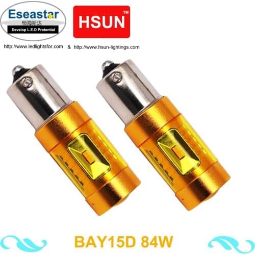 Eseastar 2pcs High Power led turn light,back-up light BAY15D P21/5W LED 84W 12smd canbus CSP chip yellow The decoding is 95