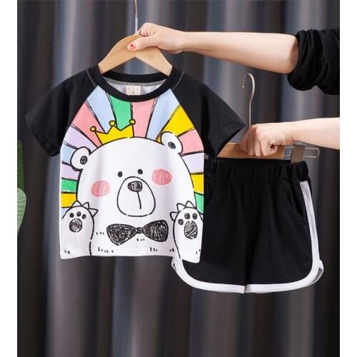 Cute Bear Toddler Boys Clothing Set Pure Cotton T-Shirt And Pants 2 Pcs Suit For Kids 1-5 Years Children Birthday Present