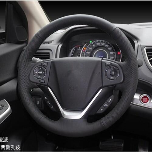 Leather Hand Sewing Auto Car Steering Accessories Steering Wheel Covers for HONDA CRV CR-V G4 2012 2013 2014 2015 2016