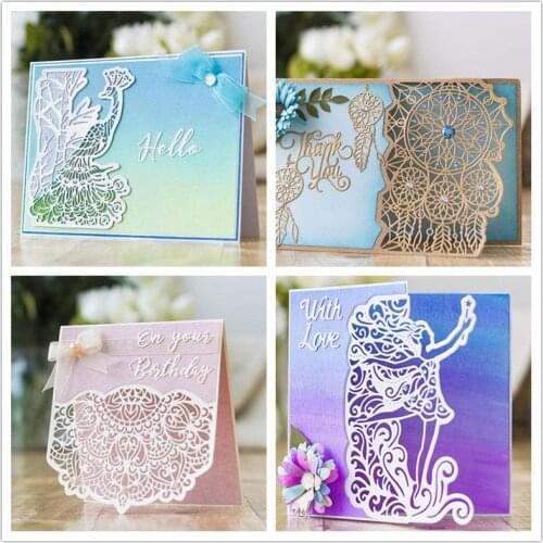 Lace Pattern Butterfly Flower Wings Frame Background Metal Cutting Dies Stencils for Scrapbooking Embossing Die Paper Craft