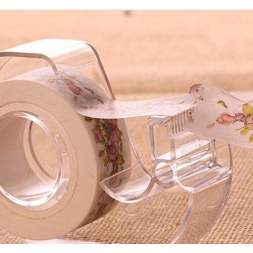 Fashion Transparent Tape Cutter Plastic Washi Paper Tape Shears Tapes Special Cutter Holder School Office Supplies