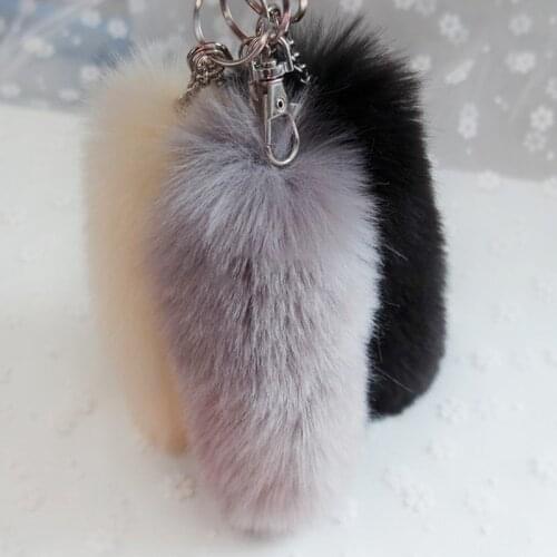 Fashion Lovely Long Fox Fur Plush Tail Keychain Colorful Charm Bag Car Key Chain Ring Bag Pendant Decoration брелок для ключей