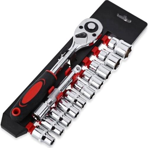 12pcs 1/4-Inch ( 6.3MM ) Socket Wrench Set Drive Ratchet Wrench Spanner for Bicycle Motorcycle Car Repairing Tool Se