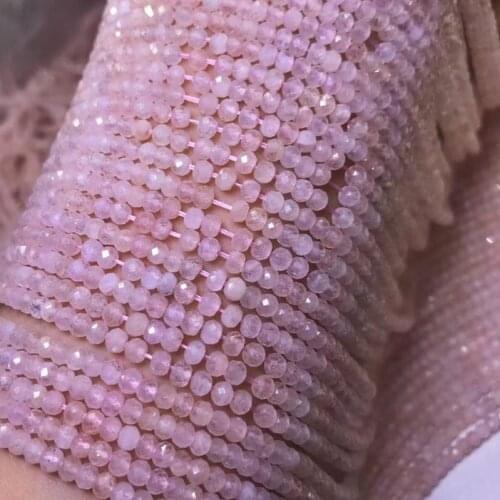 Natural pink morganite faceted rondelle loose beads stone small seed perle for jewelry making needlework DIY bracelet necklace