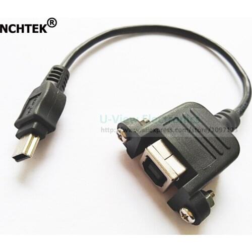 NCHTEK Mini USB2.0 5pin Male to USB B Female Panel Mount Type Cable For Printer With Screws About 20CM/Free Shipping/1PCS