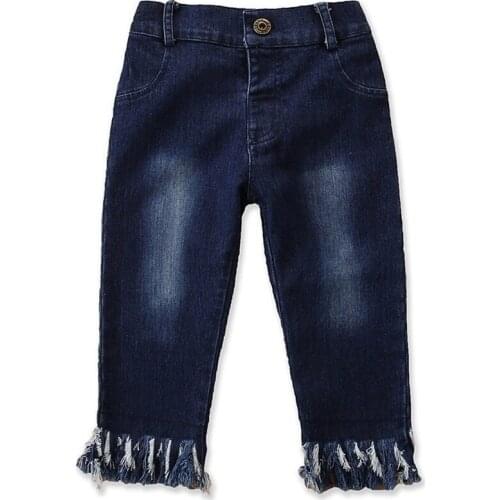 Solid Light Wash 2020 Children Girl Flare Pants Tassel Toddler Kids Baby Solid Cute Long Denim Bell-Bottomed Trouser for Clothes