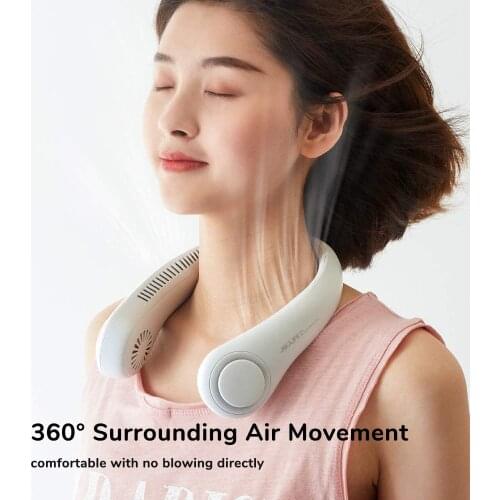 Mini Portable Hanging Neck Fan USB Rechargeable 2400mAh Adjustable Air Cooler Summer Outdoor Travel Handsfree Hanging Cooler Fan