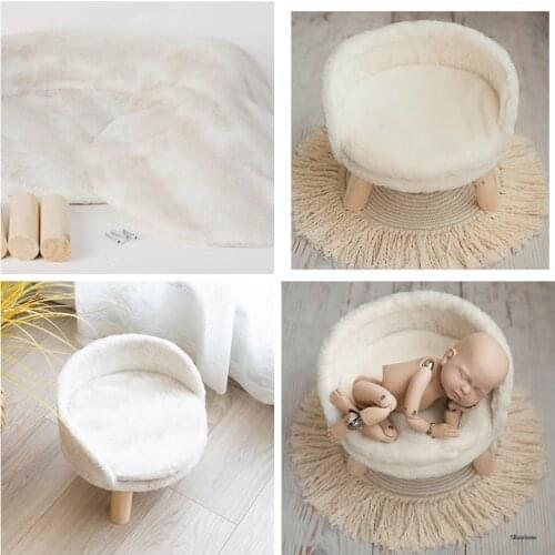 Newborn Photography Props Baby Posing Sofa Infant Photo Shoot Accessories Artificial Cony Hair Mini Chair Multipurpose Stool
