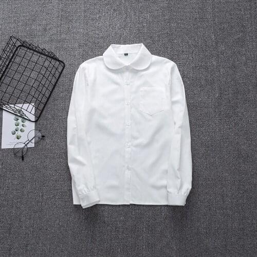 School Uniforms Long Sleeve Milk White Shirt Women Japanese Student Girls Boys Uniform Tops Large-Size XS-5XL JK Uniforms Top