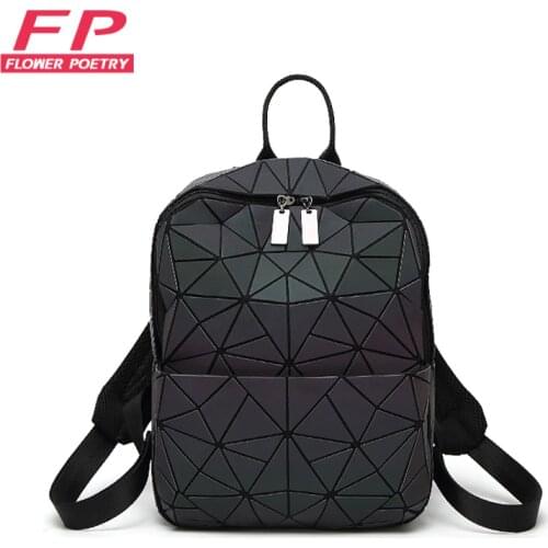 2021 Luminous Women Backpacks Fashion Girl Daily Backpack Female Geometry Package Sequins Folding bagpack Bags Mini School Bag