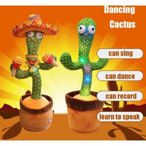 Dancing Cactus Toys Talking Doll Speak Sing Sound Record Repeat Toy Kawaii Cactus Dancer Children Kids Education Christmas Gift