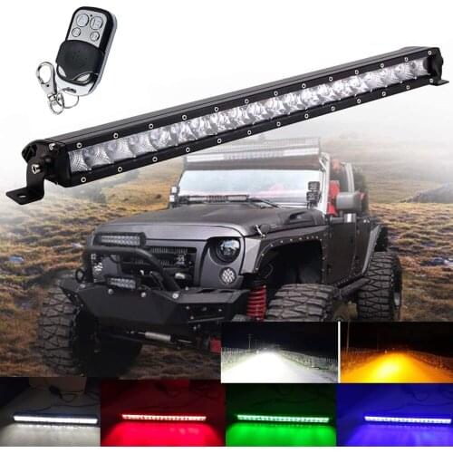 Slim LED Work Light Bar Single Row 21Inch 100W 3D SUV 4X4 Off Road Remote Control Strobe Bar Lights With Free Wire Harness