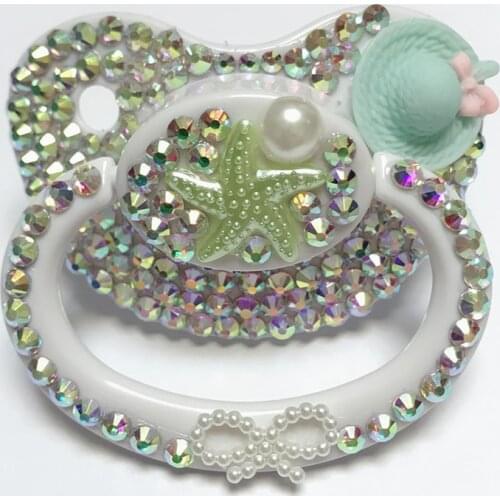 MIYOCAR unique handmade bling green star adult pacifier Adult Sized Cute Gem Pacifier Dummy ABDL Silicone Nipple pacifier