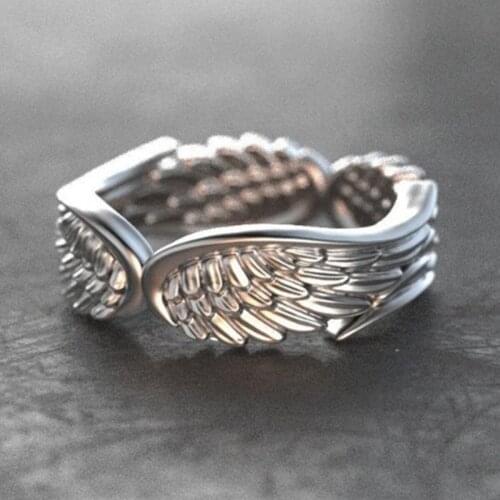 Gorgeous Angel Wing Men Women Wedding Rings Silver Jewelry Finger Ring Size 6-10