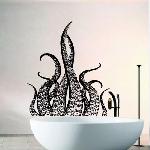 Octopus Wall Decal Tentacles Vinyl Wall Sticker Bathroom Decoration Sea Ocean Animal Wallpaper Octopus Style Bathroom Art AY953
