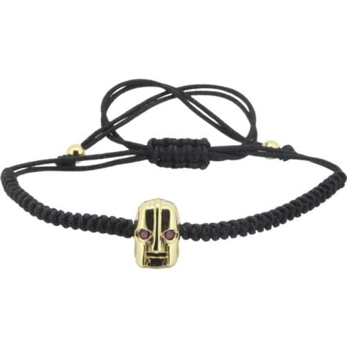 High Quality Anil Arjandas Unisex Skull Bracelet Black Rope Red Eyes Spartan Warrior Helmet Braiding Macrame Bracelet Skeleton