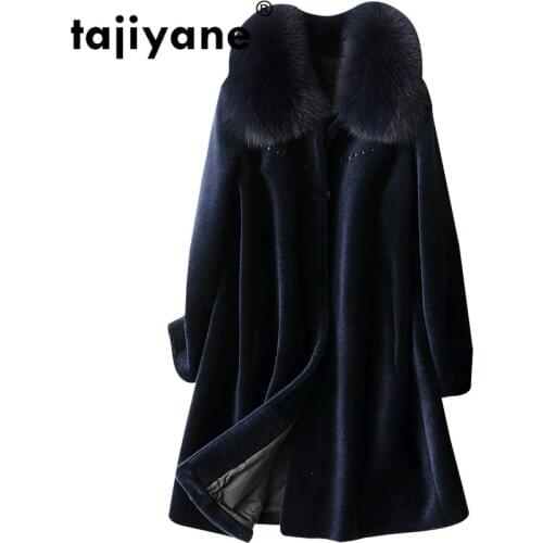 Autumn Winter Jacket Women Clothes 2020 Fox Fur Collar 100% Wool Coat Womens Real Fur Coat Korean Vintage Long Coats ZT1530