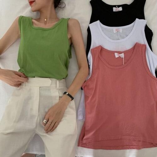 Vest Sleeveless T-shirt Loose Summer Outer Wear Sports White Hurdles Vest Suspenders Womens Inner Jacket Bottoming Shirt Tide