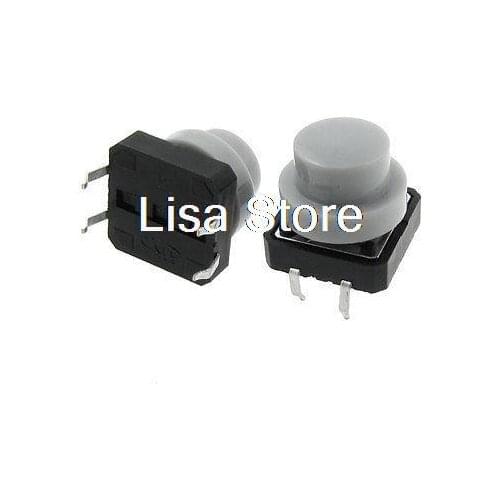 10PCS 12 x 12mm Gray Round Cap Momentary Tactile Tact Push Button Switch 4 Pin