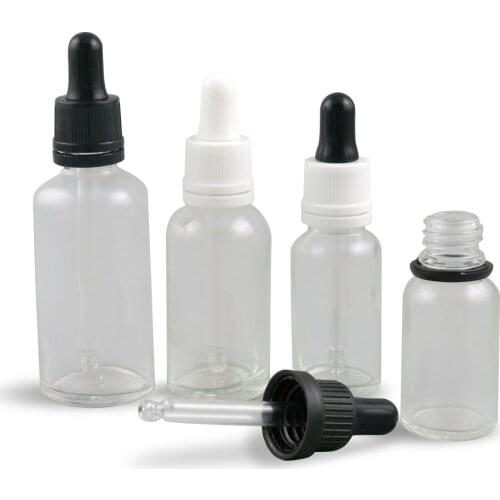 12 x 1oz 1/3oz Clear Glass Dropper Bottles Transparent Oil Glass Piepette Dropper Container 5ml 10ml 20ml 30ml 50ml 100ml