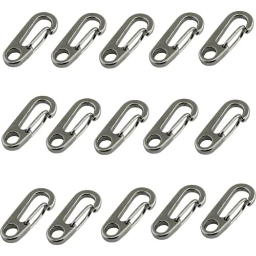 15pcs Stainless Steel Keyring Carabiner Clip D-Ring Spring Hook For Outdoor Climbing Mountaineering Buckle